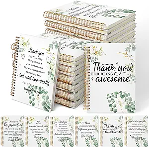 Photo 1 of 24 Pack Employee Appreciation Gifts Thank You Gift Eucalyptus Greenery Coil Notebook Journals Ruled Inspirational Gifts for Coworker Employees Student Teachers Office Supplies