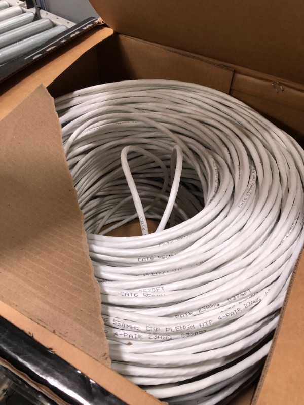 Photo 2 of CAT6 Plenu (CMP) Cable 1000FT | Network Analyzer Test Passed | 23AWG 4Pair, Solid 550MHz Network Cable 10Gigabit UTP, Available in Blue, White, Green, Gray, Black, Red & Yellow Color (White)