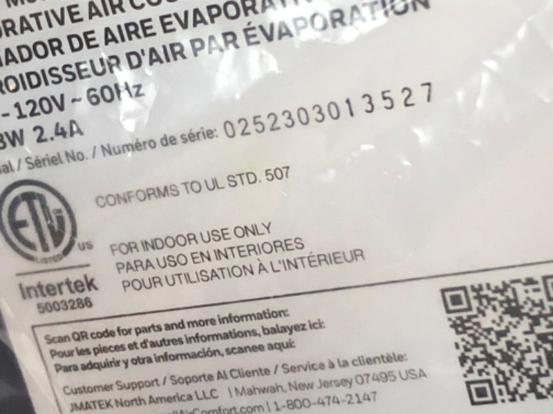 Photo 2 of **READ NOTES, MAJOR DAMAGE, SOLD FOR PARTS, NON-REFUNDABLE** 
Honeywell 525 CFM 3-Speed Outdoor Rated Portable Evaporative Cooler (Swamp Cooler) for 491 Sq. Ft. with GFCI Cord Gray 525CFM Small Targeted Area Cooler