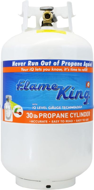 Photo 1 of Flame King YSN330 30lb Steel Propane Tank Cylinder, Camping, Fishing, & Outdoor Activities, White
