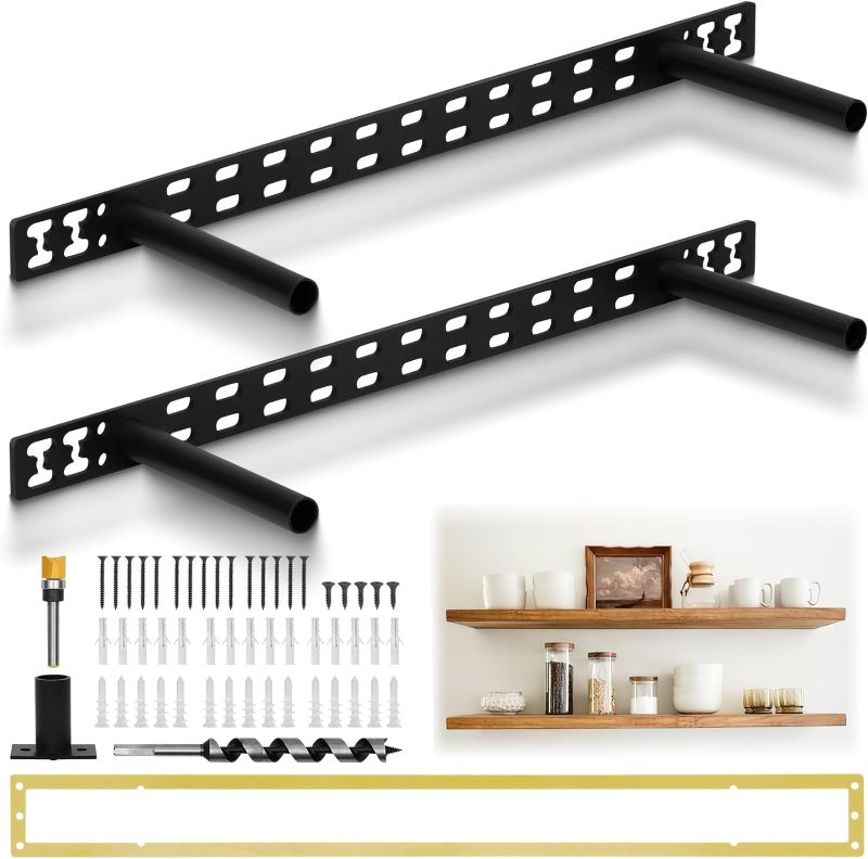 Photo 1 of ??????? 2pcs Floating Shelf Hardware, 34"x8"Wall Mounted Hidden Floating Shelf Brackets, Thickened Solid Steel Floating Shelves with Installation Tools,Same Day Shipping,3 Year Warranty