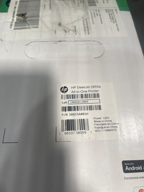 Photo 1 of HP DeskJet 2855e Wireless All-in-One Color Inkjet Printer, Scanner, Copier, Best for home, 3 months of ink included (588S5A) New Version