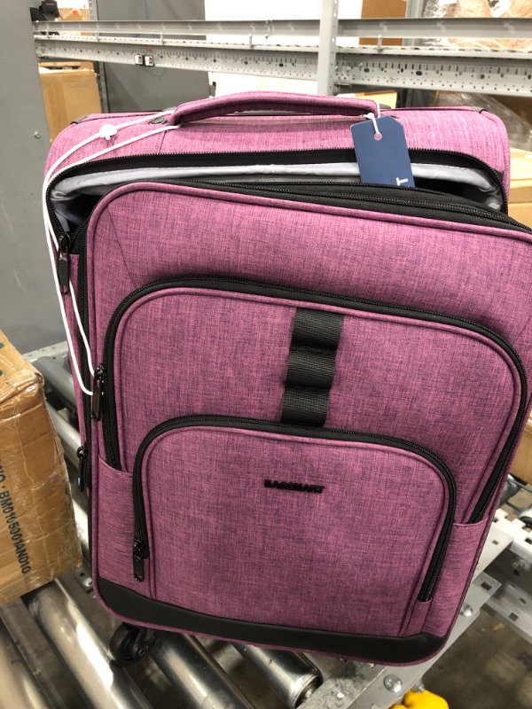 Photo 2 of 2 Piece Luggage Sets, BAGSMART Expandable Carry on Luggage Airline Approved, Lightweight Carry on Suitcase with Spinner Wheels, Family Travel Suitcase Set with Duffle Bag Enigmatic Violet