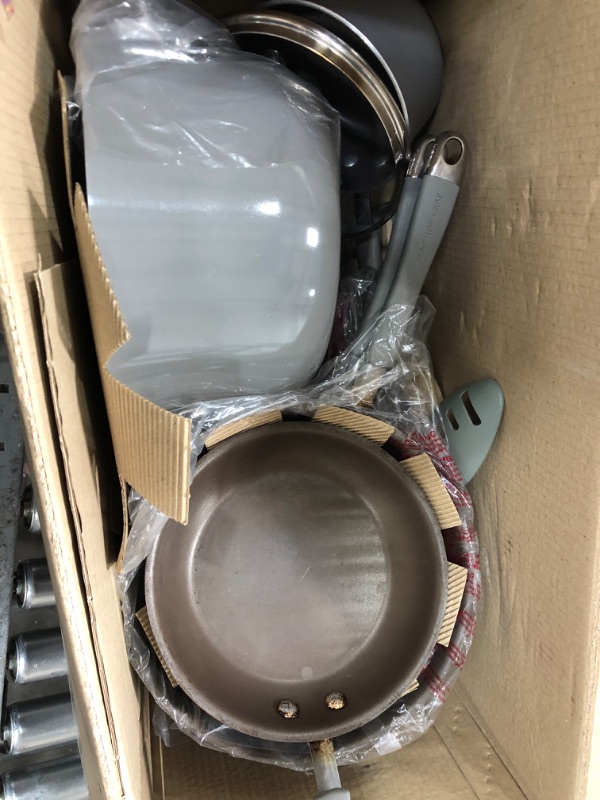 Photo 2 of **VERY USED AND DIRTY UNKNOWN FOR MISSING PIECES** Rachael Ray - 16802 Rachael Ray Cucina Nonstick Cookware Pots and Pans Set, 12 Piece, Sea Salt Gray Sea Salt Gray Cookware Set