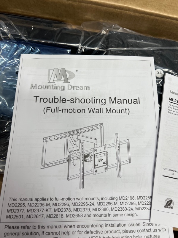 Photo 2 of Mounting Dream Long Arm TV Wall Mount for 37-75 Inch TV, Corner TV Wall Mount with 32” Long Extension, Full Motion TV Mount Swivel & Tilt, Fits Max VESA 600x400mm,100 lbs, 16”,18”,24” Studs MD2285-LA