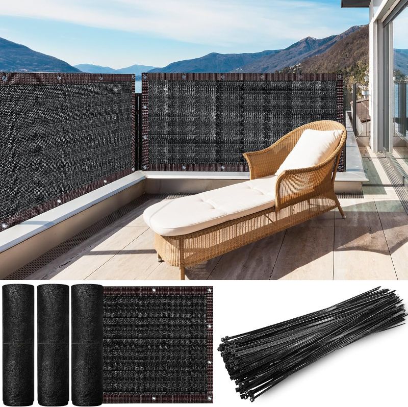 Photo 1 of ***Parts Only***Windyun 3 Pack Privacy Screen Fence Windscreen Heavy Duty Fencing Mesh Fabric with 100 Pcs Cable Zip Shade Net Cover for Outdoor Wall Garden Yard Backyard Pool Deck, Black (5 x 50 ft)