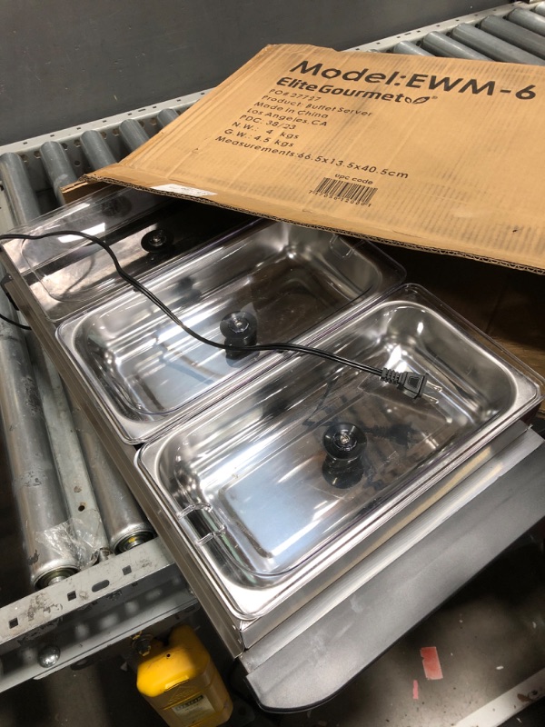 Photo 1 of **READ NOTES**Elite Gourmet EWM-6171 7.5 Quart Triple Buffet Server Food Warmer Temperature Control, Clear Slotted Lids, Perfect for Parties, Entertaining & Holidays, 3 x 2.5Qt 7.5 Quart / 3 Trays