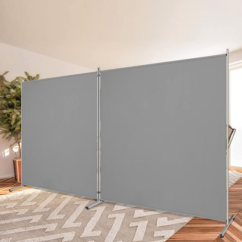 Photo 1 of Rantila Indoor 2 Large Panels Room Divider,Portable Office Divider,Convenient Movable,Folding Partition Privacy Screen for Bedroom,Dining Room, Study,142" W x 71" H,Gray
