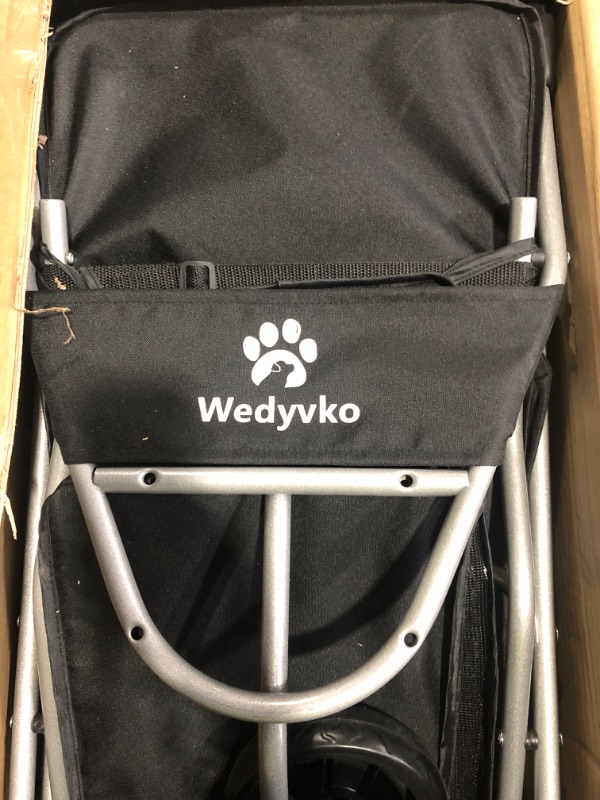 Photo 2 of (important, see clerk notes) Wedyvko Pet Stroller, 3 Wheel Foldable Cat Dog Stroller with Storage Basket and Cup Holder