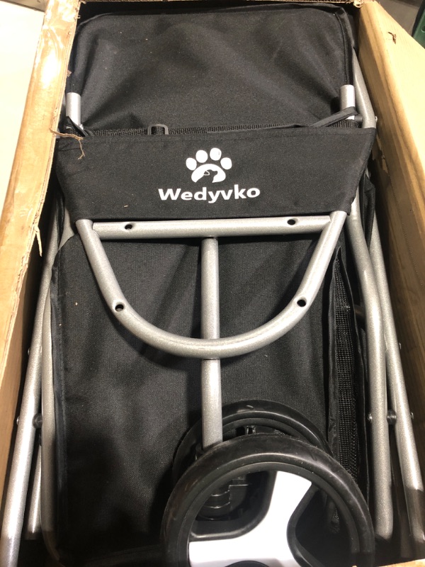 Photo 3 of (important, see clerk notes) Wedyvko Pet Stroller, 3 Wheel Foldable Cat Dog Stroller with Storage Basket and Cup Holder