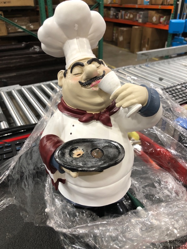 Photo 2 of 14.25 Inch Chef Serving and Drinking Wine Figurine