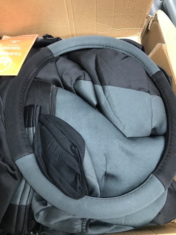 Photo 2 of BDK carXS Charcoal Gray Two-Tone Car Seat Covers with Matching Back Seat Cover, Made to Fit Most Auto Truck Van SUV, Interior Car Accessories Full Set
