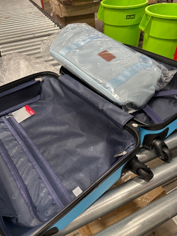 Photo 1 of ***ONLY THE 3 SMALLEST***
Coolife Suitcase  3 Piece Luggage Set: Carry On 22" bag Hardside Luggage with TSA Lock Spinner Wheels and soft duffle bag and toiletry bag (Sky Blue) ***The 2 larger bags shown in photo set are not included.***