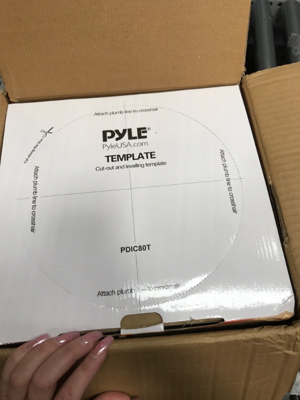 Photo 2 of ***USED - LIKELY MISSING PARTS - UNABLE TO VERIFY FUNCTIONALITY***
8” Ceiling Wall Mount Speakers - Pair of 2-Way Midbass Woofer Speaker 70v Transformer Directable 1” Titanium Dome Tweeter Design w/ 55Hz-22kHz Frequency Response & 300 Watts Peak - Pyle PD