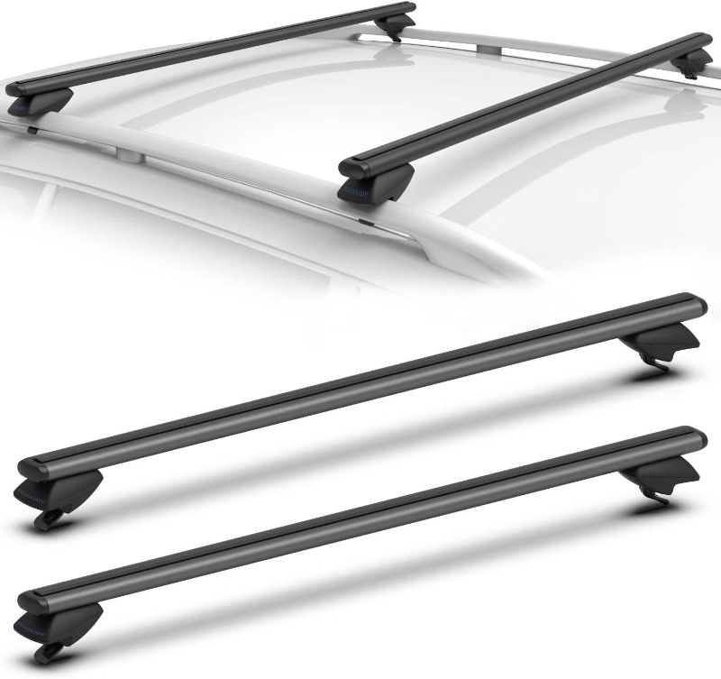 Photo 1 of 53'' Roof Rack Cross Bars Adjustable Aluminum Cargo Bars Fits Most Existing Raised Side Rails with Gap - Black