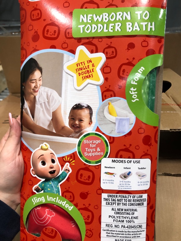 Photo 1 of Cocomelon Baby 3-in-1 Sling and Seat Bath Tub with Removable Infant Support, Convertible Baby to Toddler Bath Tub with Seat, Baby Shower Gift, Ages 0-24 Months