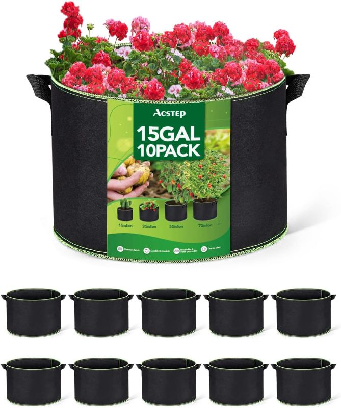 Photo 1 of *****STOCK IMAGE FOR SAMPLE*****
Grow Bags 10 Pack 15 Gallon Heavy Duty Aeration Fabric Pots Thickened - LARGE BAGS