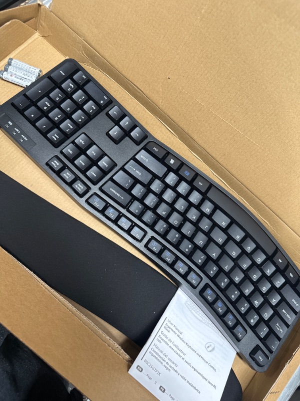 Photo 4 of Amazon Basics Ergonomic Wireless Keyboard Mouse Combo - QWERTY - Black