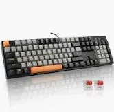 Photo 1 of E-YOOSO Z-14 Mechanical Gaming Keyboard 104 Key, Red Switch Full-Size Computer Keyboards, Solid Yellow Backlit Mechanical Keyboard for PC Gamer, Black Z-14 Red Switch