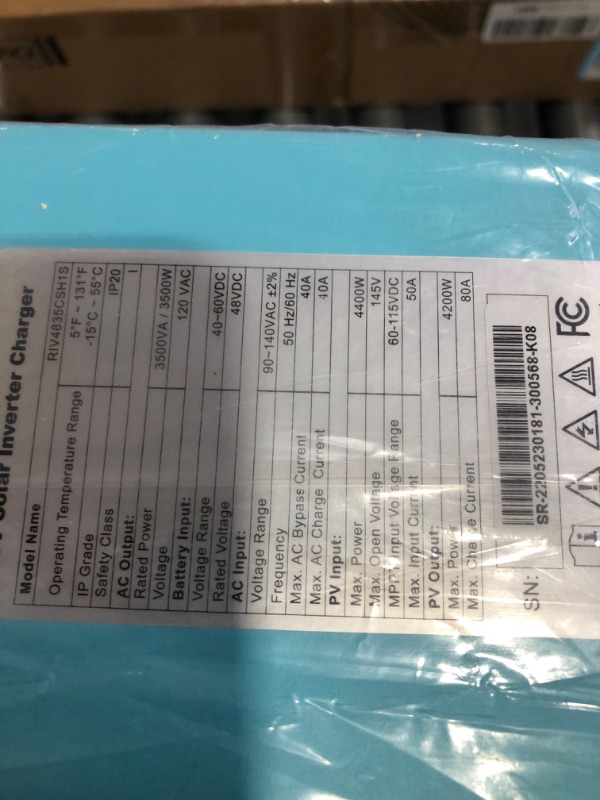 Photo 3 of ***Missing zbattery*** Renogy 48V 3500W Pure Sine Wave Inverter, All-in-One w/MPPT Charge Controller,48VDC to 120VAC, LCD&LED & Smart Lithium-Iron Phosphate Battery 48V 50Ah 4500+Deep Cycles,Built-in BMS and Bluetooth