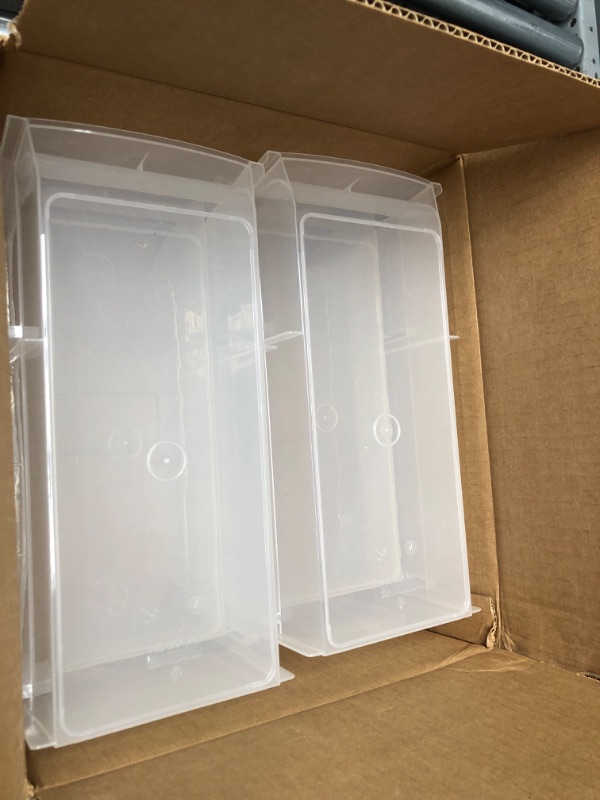 Photo 1 of IRIS USA 13" x 6" x 5" Large Plastic Open Front Stackable Storage Bin, 4-Pack, Stackable Craft Supplies Food and Snack Organizer Caddy Basket for Kitchen Pantry Cabinet Fridge Classroom Office, Clear Clear Large - 4 Pack