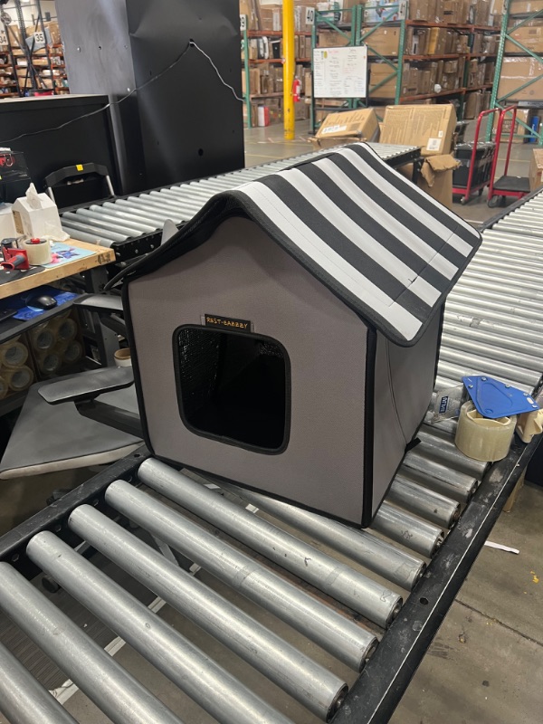 Photo 3 of **MISSING JUST 4 WOODEN LEGS STILL FUNCTIONAL BED RESTED ON FLOOR INCLUDES BASE FLOOR AND DOOR VELCRO** Rest-Eazzzy Cat House, Outdoor Cat Bed, Weatherproof Cat Shelter for Outdoor Cats Dogs and Small Animals (Grey M) grey M house only