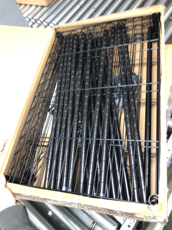 Photo 1 of SONGMICS Clothes Rack, Freestanding Wardrobe Closet, Metal Clothing Racks, Heavy-Duty Garment Rack with Adjustable Wire Shelves, Hanging Rods, Hooks, Dividable, Ink Black ULGR423B01