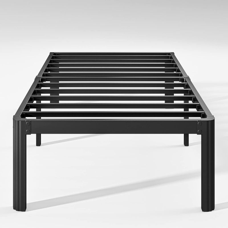 Photo 1 of 14in Heavy Duty Twin Bed Frame No Box Spring Needed, Metal Platform Bed Frame Twin with Round Corners, Easy Assembly, Noise Free, Black
