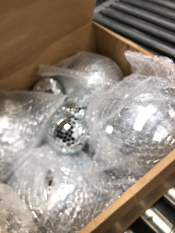 Photo 1 of 17 Pack Large Disco Ball Hanging Disco Ball Small Disco Ball Mirror Disco Balls Decorations for Party Wedding Dance and Music Festivals Decor Club Stage Props DJ Decoration (8, 6, 3.2 Inch)