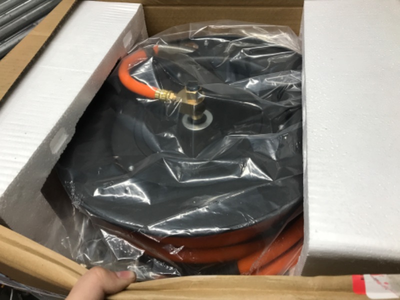 Photo 1 of Giraffe Tools Retractable Air Hose Reel Swivel with 3/8 in. x 25 ft Hybrid Hose, 300 PSI Industrial Wall Mounted Compressor Hose Reel Heavy Duty 25 FT with Bracket