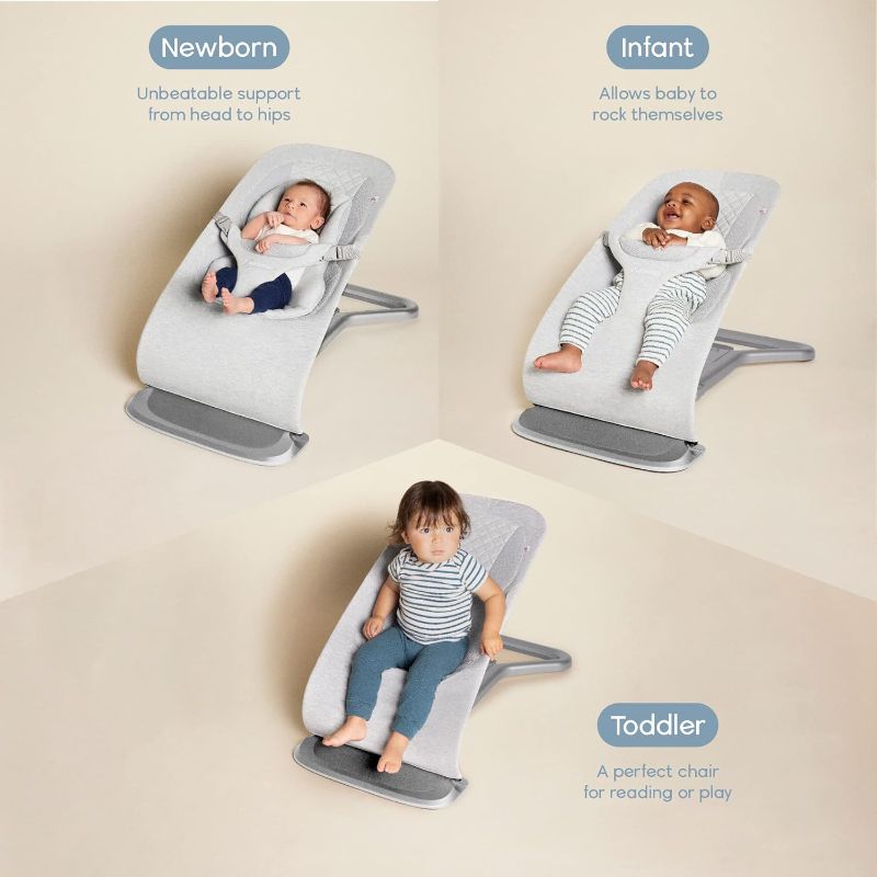 Photo 3 of (READ FULL POST) Ergobaby Evolve 3-in-1 Bouncer, Adjustable Multi Position Baby Bouncer Seat, Fits Newborn to Toddler, Light Grey Bouncer Light Grey