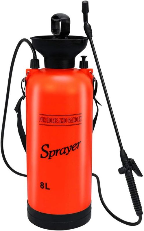 Photo 1 of 2 Gallon Sprayer Pump Pressure Lawn and Garden Portable Sprayer with Safety Valve, Special Handle and Adjustable Shoulder Strap
