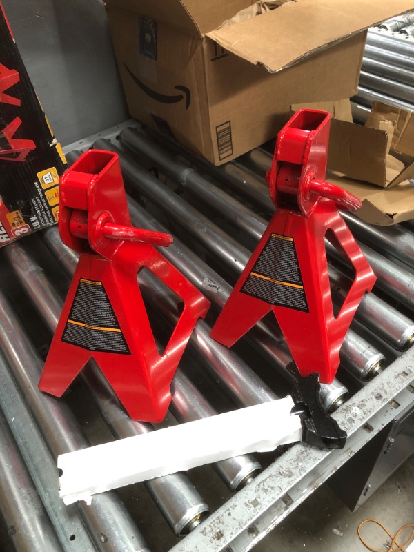 Photo 1 of BIG RED T43006 Torin Steel Jack Stands (Fits: SUVs and Extended Height Trucks): 3 Ton (6,000 lb) Capacity, Red, 1 Pair