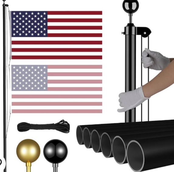 Photo 1 of 25 FT Sectional Flag Pole for Outside Inground, Heavy Duty Aluminum Flag Poles