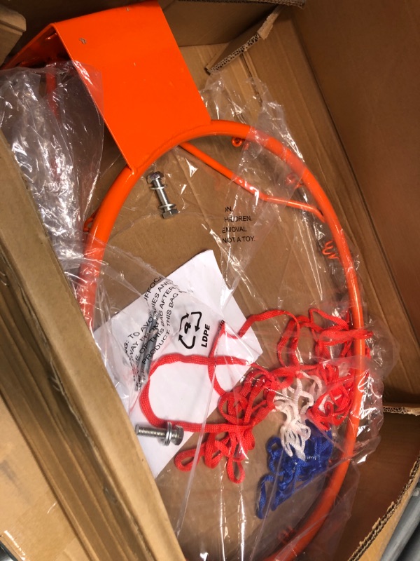 Photo 2 of ***USED - LIKELY MISSING PARTS - UNABLE TO VERIFY FUNCTIONALITY***
Basketball Solid Rim, Basketball Net, Indoor Outdoor Hanging Basketball Goal with All Weather Net Wall Mounted Basketball Hoop 18''