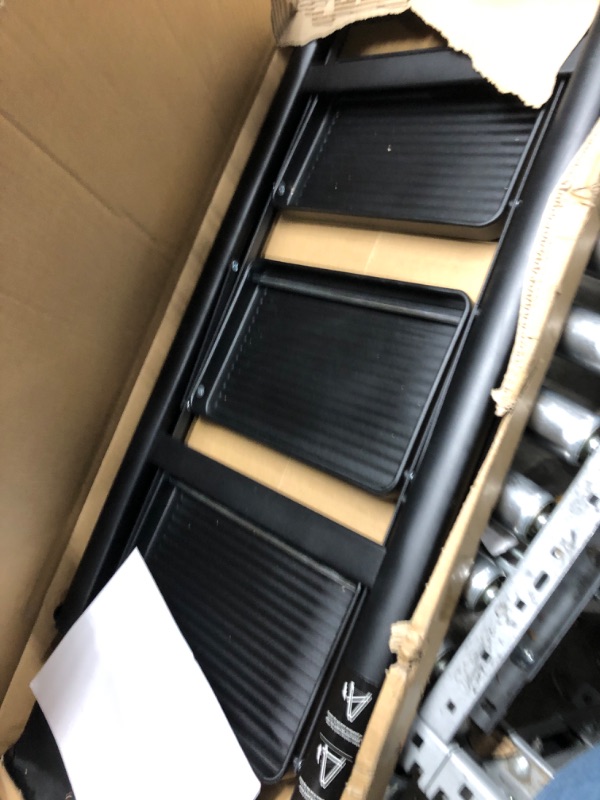 Photo 1 of 5 Step Ladder Step Ladder Folding Step Stool 5 Step Stool with Tool Bag Wide Anti-Slip Pedal, Lightweight, Portable Folding Step Ladder with Handgrip, Multi-use Steel Ladder for Household and Office Matte Black 5-Step