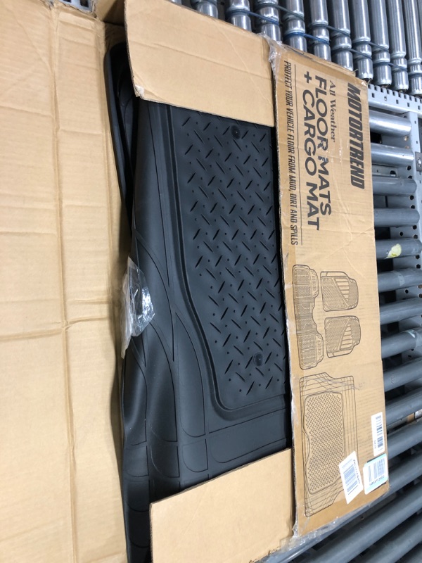 Photo 2 of Motor Trend FlexTough Performance All Weather Rubber Car Floor Mats with Cargo Liner (Black) & 923-BK Black FlexTough Contour Liners-Deep Dish Heavy Duty Rubber Floor Mats for Car SUV Truck & Van