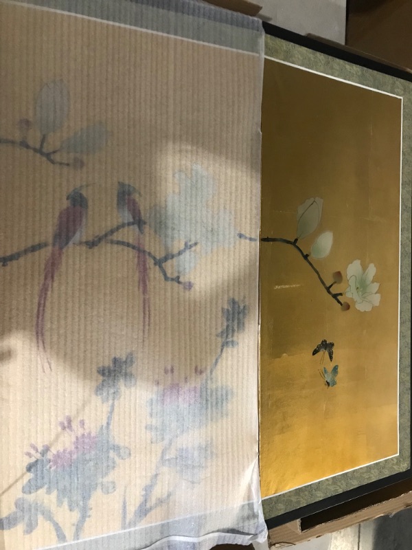 Photo 5 of ***MINOR DAMAGE*GOLD LEAF IS BEGINNING TO PEEL IN THE CREASES***
Red Lantern Love Birds on Traditional Gold Leaf