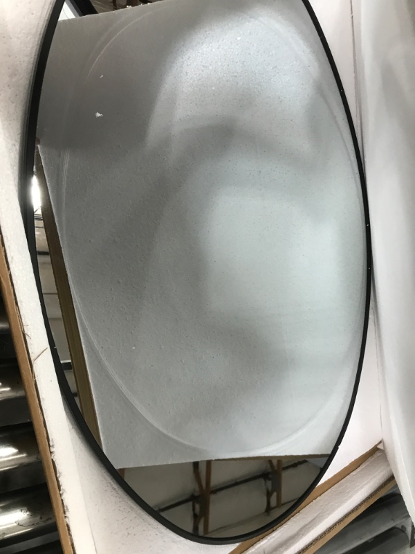 Photo 1 of 20x30 Oval Mirror Round Full Length Wall Mounted Hanging or Against Wall Metal Frame Dressing Make-up Mirrors for Entryway Bedroom Bathroom Living Room 30 20 inch Black