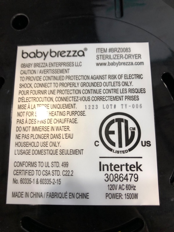 Photo 3 of Baby Brezza Superfast - Just 10 Minutes - Baby Bottle Sterilizer + Dryer - Electric Steam Sterilization – Universal Sterilizing for All Bottles: Plastic + Glass + Pacifiers + Breast Pump Parts