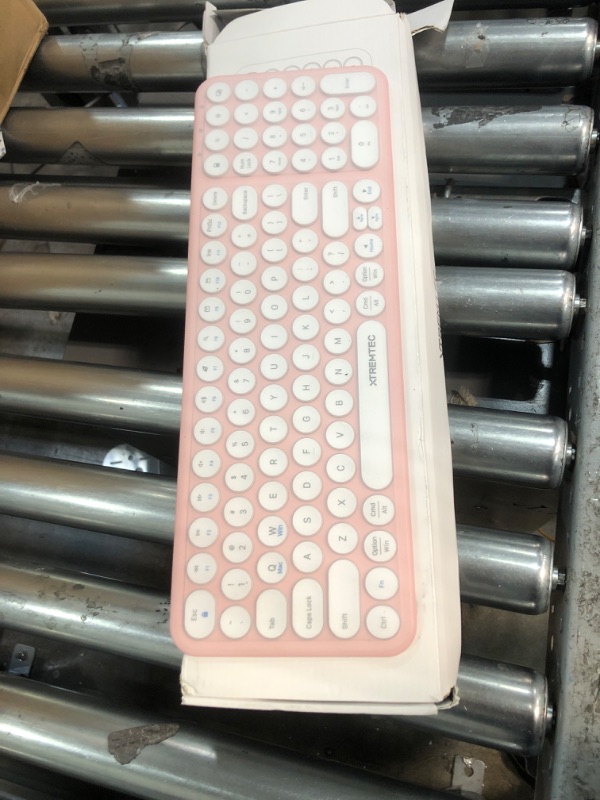 Photo 1 of Wireless Keyboard and Mouse, XTREMTEC 2.4G Full Size Wireless Keyboard Mouse Combo, Ultra Slim Silent Cute Computer Keyboard with USB Receiver for Windows, OS, PC, Mac, Tablet(Rosegold) Peach Pink