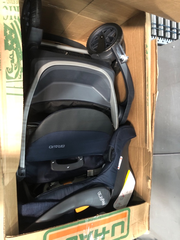 Photo 2 of Chicco Bravo 3-in-1 Trio Travel System, Bravo Quick-Fold Stroller with KeyFit 30 Infant Car Seat and base, Car Seat and Stroller Combo | Brooklyn/Navy Brooklyn Bravo