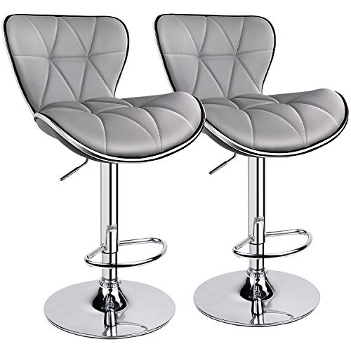 Photo 1 of Adjustable Swivel Shell Back Hydraulic Chair Bar Stools Set of 2?Light Grey
