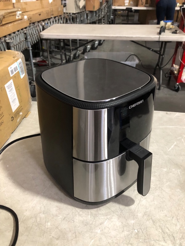 Photo 4 of ***NOT REFUNDABLE - NOT FUNCTIONAL - FOR PARTS ONLY - SEE COMMENTS***
Chefman TurboFry® Touch Air Fryer, XL 8-Qt Family Size, One-Touch Digital Control Presets, French Fries, Chicken, Meat, Fish, Nonstick Dishwasher-Safe Parts, Automatic Shutoff, Stainles