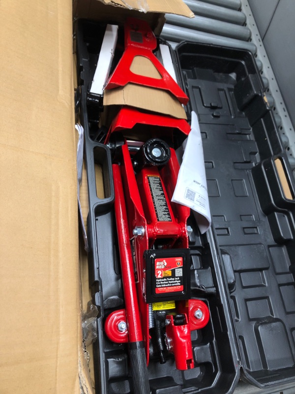 Photo 2 of ***SEE NOTES***BIG RED T82001S Torin Hydraulic Trolley Service/Floor Jack Combo with 2 Jack Stands and Blow Mold Carrying Storage Case, 2 Ton (4,000 lb) Capacity, Red