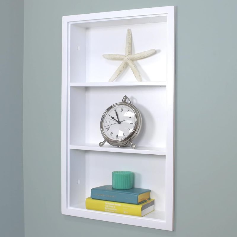 Photo 1 of 14x24 Recessed Sloane Wall Niche - Wall Shelf for Storage and Home Decor, 3 Shelves (Black with Plain Back)