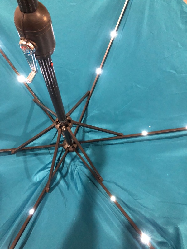 Photo 6 of ***USED - LIKELY MISSING PARTS - UNABLE TO VERIFY FUNCTIONALITY***
Blissun 7.5 ft Solar Umbrella 18 LED Lighted Patio Umbrella Table Market Umbrella with Tilt and Crank Outdoor Umbrella for Garden, Deck, Backyard, Pool and Beach Cerulean