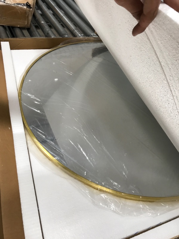 Photo 2 of Gold Circle Wall Mirror 36 Inch Round Wall Mirror for Entryways, Washrooms, Living Rooms and More (Gold, 36") Gold 36"