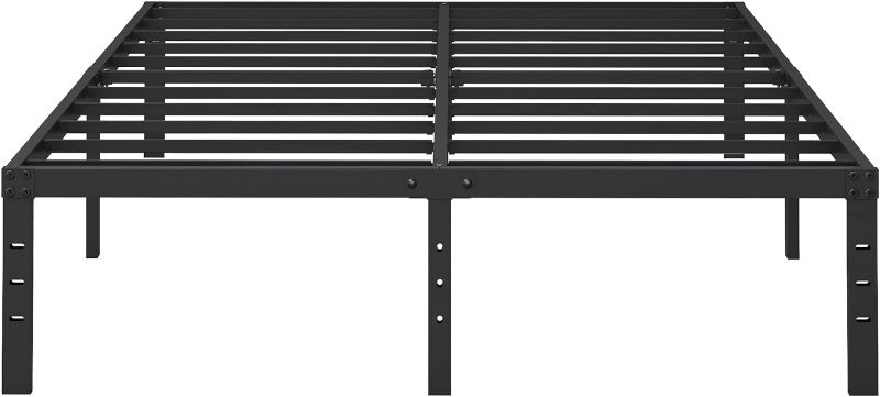 Photo 1 of (READ FULL POST) Queen Size Bed Frame 16 Inches High Metal Platform Bedframe with Slat Strips Easy Assembly Heavy Duty Strong No Need Box Spring Noise Free Non-Slip Large Storage Space underbed
