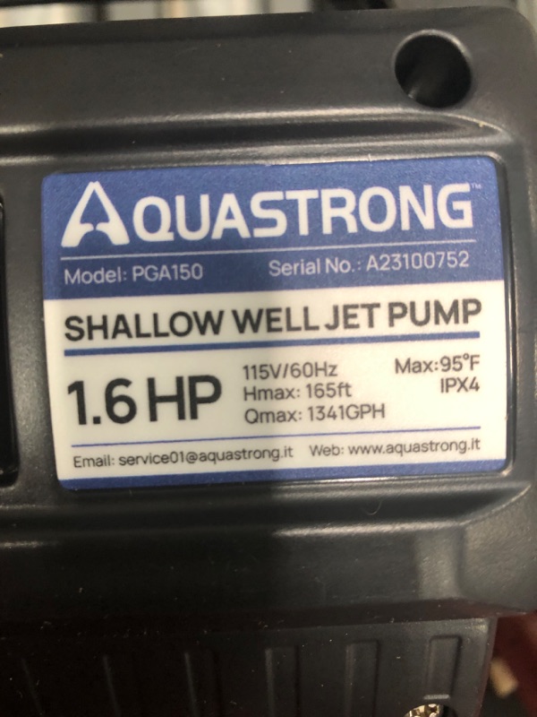 Photo 3 of Aquastrong 1.2HP Portable Shallow Well Pump Garden Pump, 1209GPH, 115V, Stainless Steel, Sprinkler Pump, Water Transfer Draining Irrigation Pump, for Lawn or Garden…